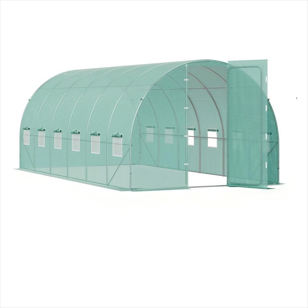 19.4 x 9.7 x 7.4 ft. Walk-in Tunnel Greenhouse, with Galvanized Steel Frame, Green PE Cover, Swing Door and 12-Windows price history on PriceWatchPro