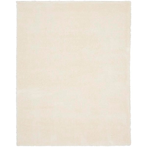 Nourison Luxurious Shag Ivory 7 ft. x 9 ft. Abstract Glam Contemporary Area Rug