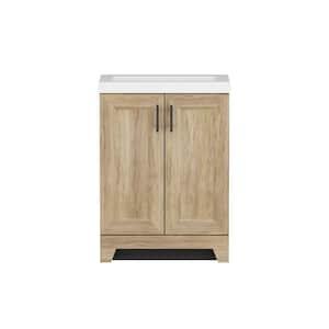 Brindle 24.5 in. W x 16.25 in. D x 33.8 in. H Single Sink Bath Vanity in Sandstone with White Cultured Marble Top