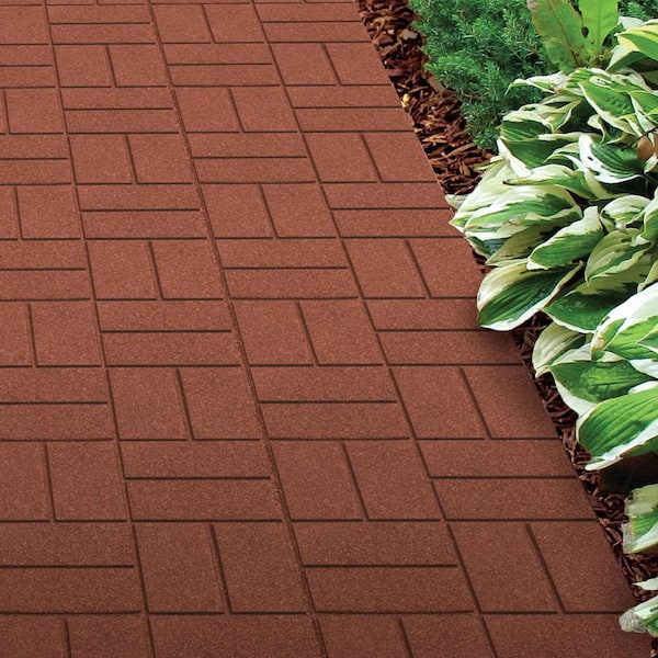 16 in. x 16 in. x 3/4 in. Red Dual-Sided Rubber Paver (60-Pack)