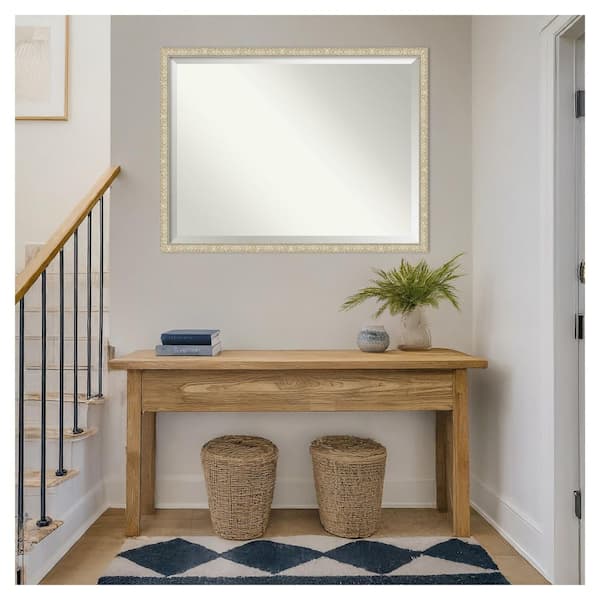 Lila Silver 42.5 in. x 32.5 in. Beveled Traditional Rectangle Wood Framed Wall Mirror