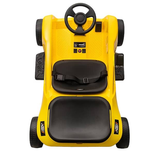 Kids 24V 2 Seaters Ride On Vehicles Toy, Remote Control, Inner+Outer Driver Pedal, 2x7Ah Battery 2x120W Motors, Yellow