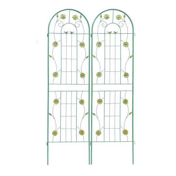 ITOPFOX 2-Pack Metal Garden Trellis 71 in. x 19.7 in. Rustproof Trellis for Climbing Plants Outdoor Flower Support Green