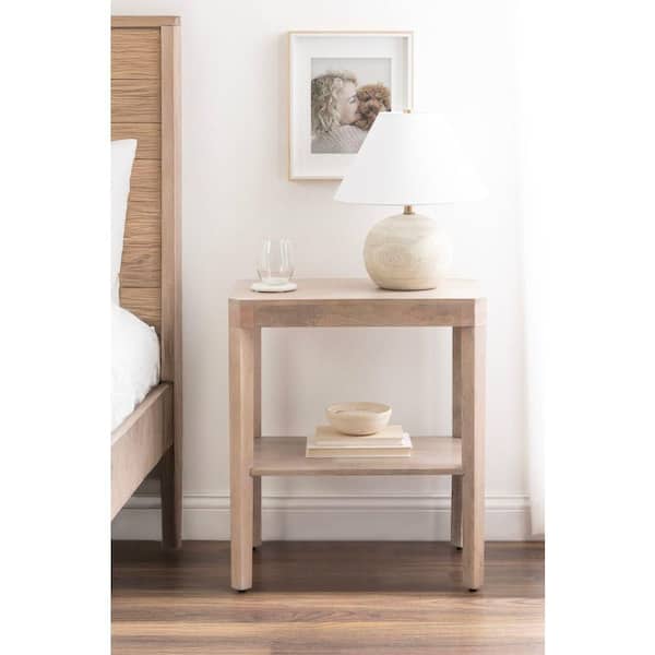 Talcott 22 in. Natural Rectangle Solid Wood End Table