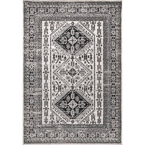 nuLOOM Emily Grey 4 ft. x 6 ft. Traditional Medallion Indoor Area Rug