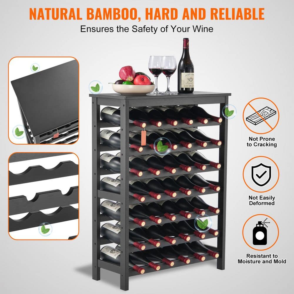 Product features highlighting bamboo material and durability.