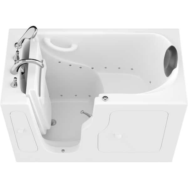 Universal Tubs Safe Premier Series 28 in. L x 53 in. W Left Side Drain Air Jetted Bathtub in White with Fast Filling Faucet Set
