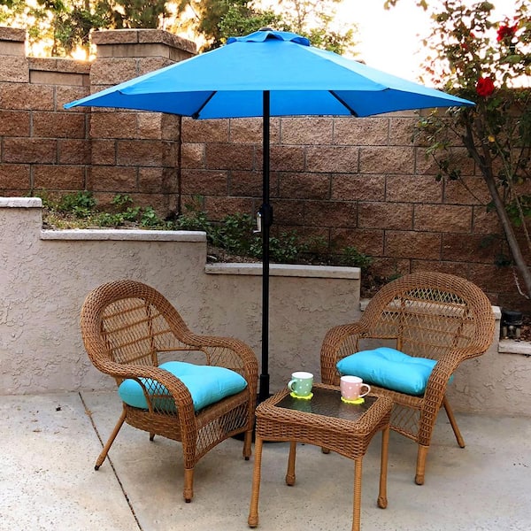 Maypex 7.5 ft. Steel Crank Market Patio Umbrella in Aqua
