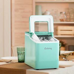 9 in. W 26 lbs./24-Hour Countertop Portable Ice Maker Self-cleaning wit-Hour Scoop in Green