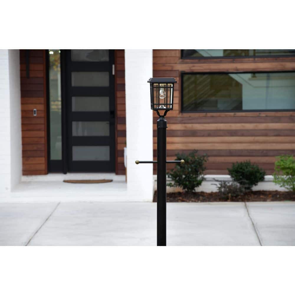 GAMA SONIC Grand Prairie Bulb Single Black Outdoor Solar Post