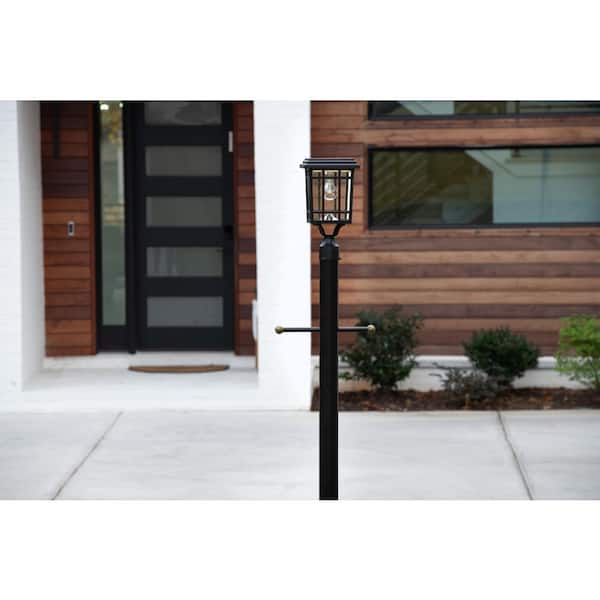 Grand Prairie Bulb Single Aluminum Black LED Bulb Outdoor Solar Post Light with 3 Mounting Options Fitter, Pier, Wall