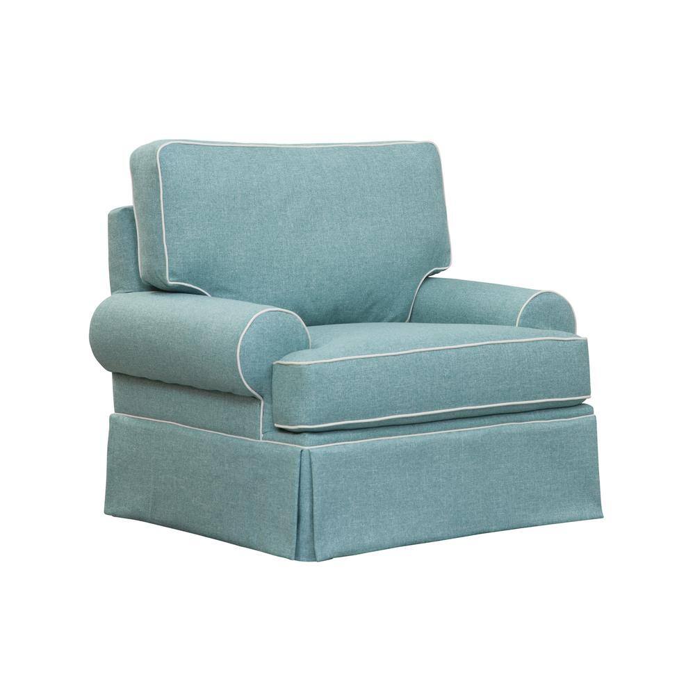 Aqua Upholstered Arm Chair with Reversible Cushions