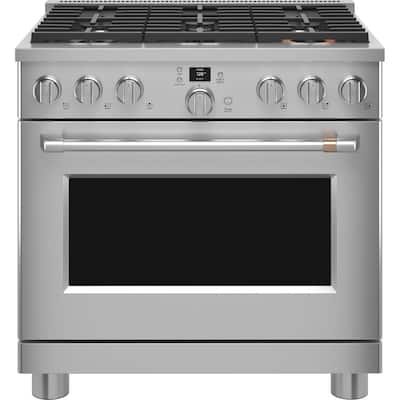 36 in. 5.75 cu. ft. Smart Dual Fuel Range with Self-Cleaning Convection Oven in Stainless Steel