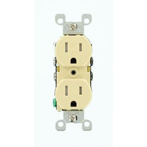 15 Amp Weather and Tamper Resistant Duplex Outlet, Ivory