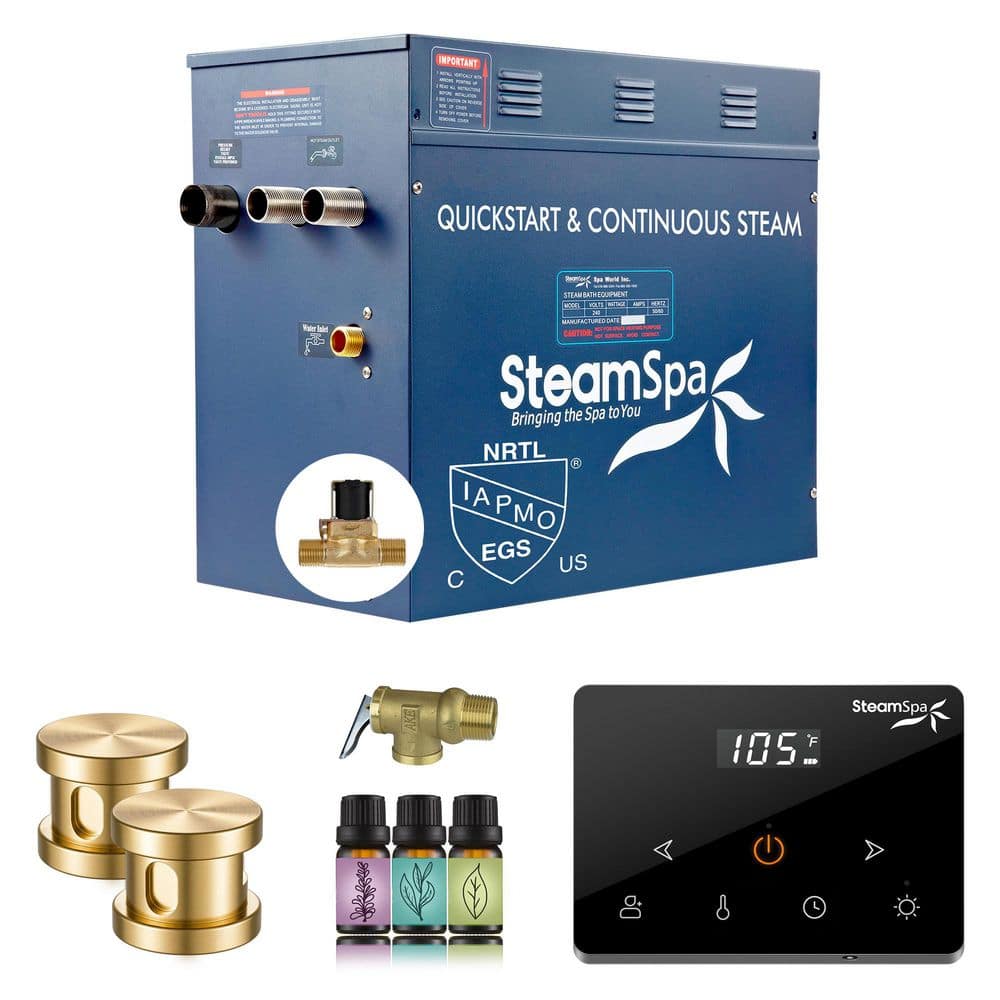Oasis Series 10500-Watt Steam Generator with Continuous Steam Fully Wireless Control and Auto-Drain in Gold