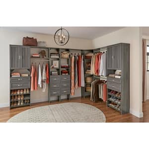 Style+ 73.1 in W - 121.1 in W Coastal Teak Shaker Style Basic Plus Wood Closet System Kit