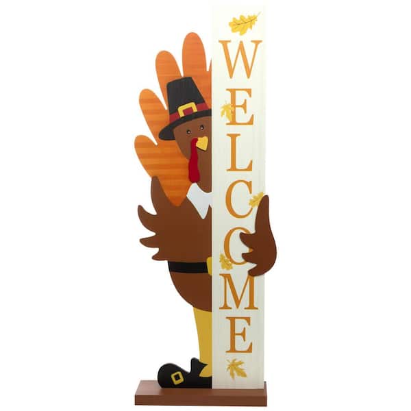 Turkey Welcome Fall Harvest Outdoor Porch Sign-35.5 in.