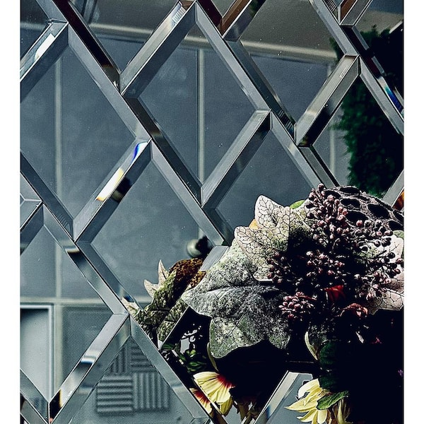 Blue 6 in. x 8 in. Diamond Beveled Glass Mirror Wall Tile (16 sq. ft./Case)