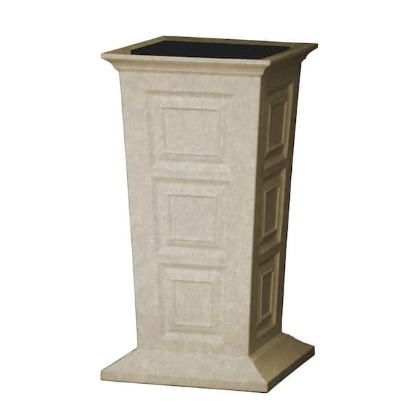 Good Ideas Savannah 16 in. Square Sandstone Poly-Resin Column Planter