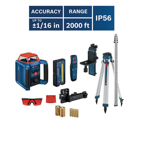 Bosch - REVOLVE 2,000 ft. Horizontal/Vertical Rotary Laser Self Leveling Complete Kit with Manual Dual Slope