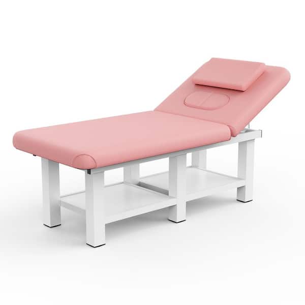 31.5" Pink Professional Salon Massage Table Bed, Heavy-Duty 800lbs Capacity, Adjustable Chest Opening, PU Leather