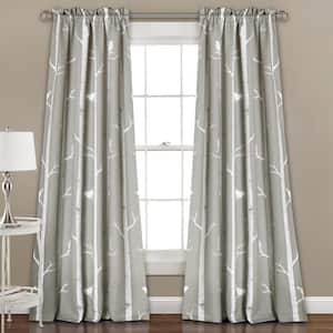 Gray Novelty Rod Pocket Room Darkening Curtain - 52 in. W x 84 in. L (Set of 2)