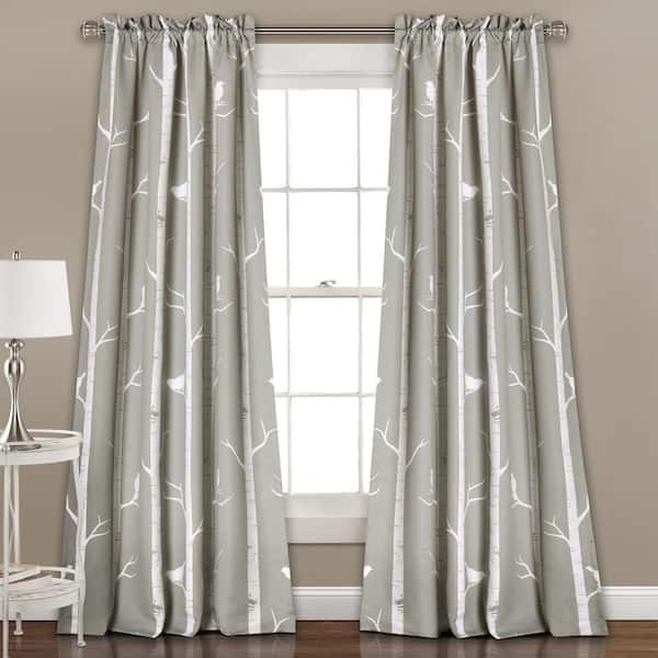 Lush Decor Gray Novelty Rod Pocket Room Darkening Curtain - 52 in. W x 84 in. L (Set of 2)