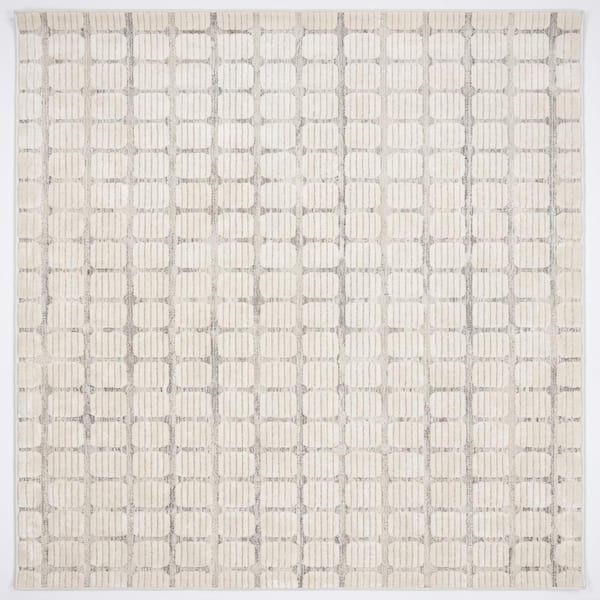 Seranova Checkered Washable Indoor Area Rug 8' x 11' Beige Modern Area Rug, Stain-Resistant Carpet
