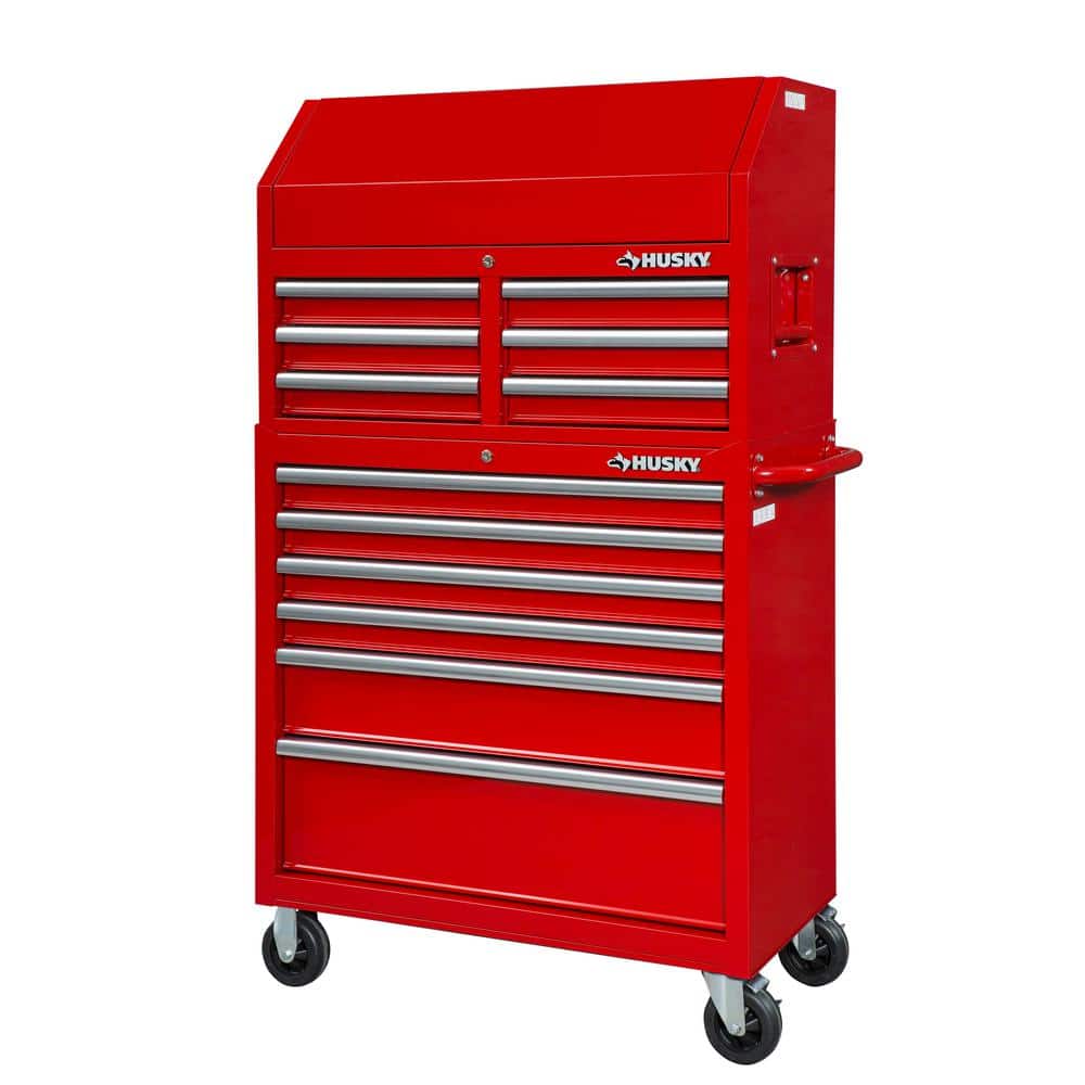 Husky 36 in. 12-Drawer Tool Chest and Cabinet combo in Gloss Red UACT-H
