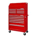 36 in. W x 18 in. D Heavy Duty 12-Drawer Combination Rolling Tool Chest and Top Tool Cabinet Set in Gloss Red