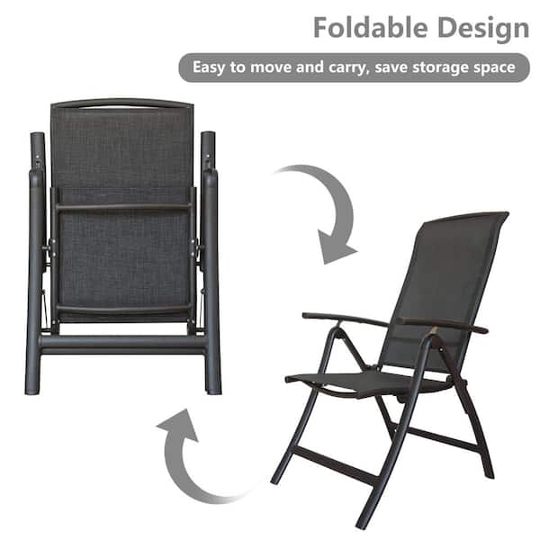 Aluminum Folding Reclining Sling Lawn Chair with Adjustable