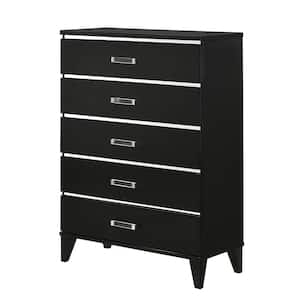 Chelsie Black 49 in. Accent Cabinet Office Storage Cabinet with Drawers