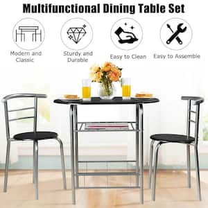 3 Piece Dining Set Table 2-Chairs Bistro Pub Home Kitchen Breakfast Furniture