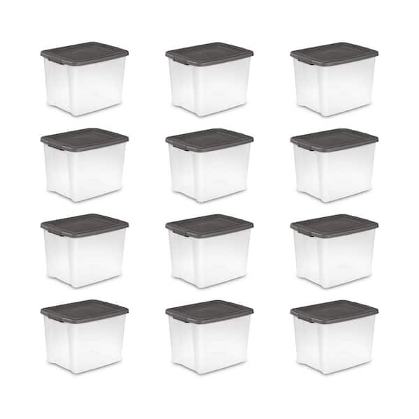 50 Qt. Stackable Latching Shelf tote Storage in Clear (12-Pack)