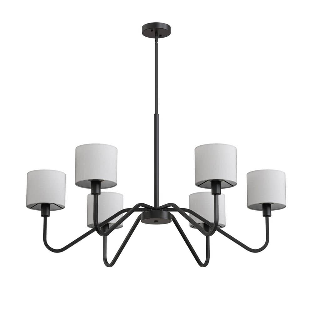 6 Light Matte Black Chandelier with Linen Shades & E12 Candelabra Sockets, No Bulbs Included for Dining room or Entryway price history on PriceWatchPro