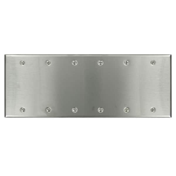 Leviton Stainless Steel 6-Gang Blank Plate Wall Plate (1-Pack)