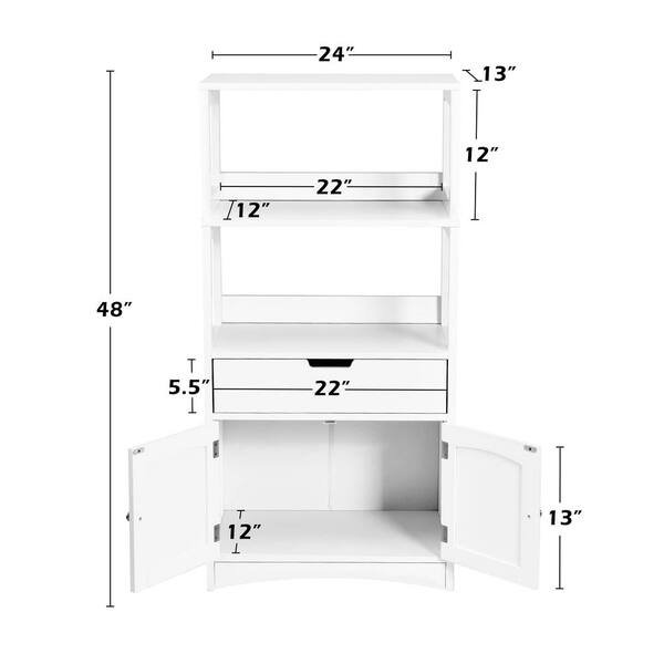 24 in. W x 13 in. D x 48 in. H Black Bathroom Storage Cabinet with Drawer  Shelf with Cupboard and Floor Cabinet