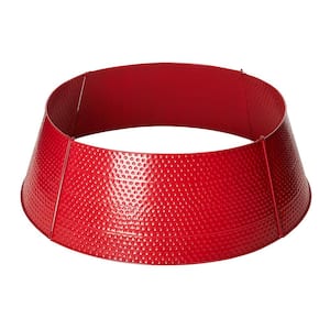 40.5 in. D Christmas Red Hammered Metal Tree Collar (KD)