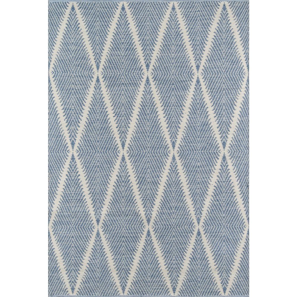 Denim and White Diamond Pattern Rectangular Area Rug