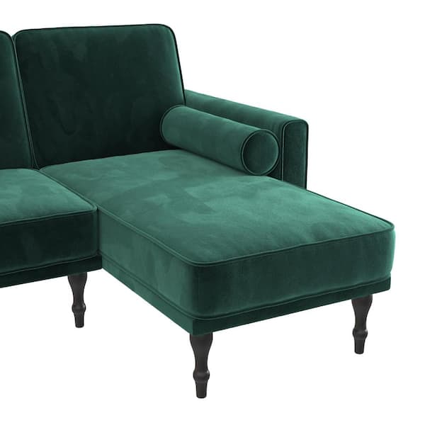 dhp elinda small space velvet sectional futon in green