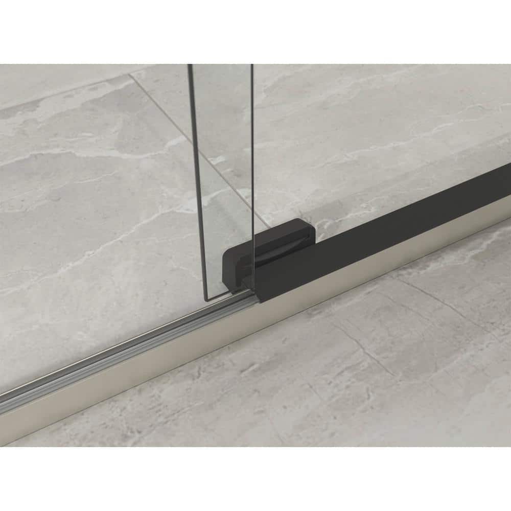 Elate Frameless Sliding Bath Door with Nickel Finish and Clear Glass