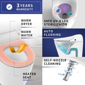 Stylement Tankless Smart Toilet Elongated Integrated Bidet in White w/Auto Flush, Heated Seat, UV-A LED Sterilization