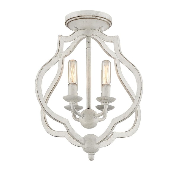 Quoizel O'Keefe 15 in. 4-Light Antique White Semi-Flush Mount