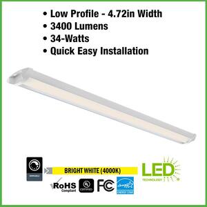 42 in. Low Profile Quick Install Garage Light Laundry Room Basement Integrated LED White Wraparound Light 3400 Lumens