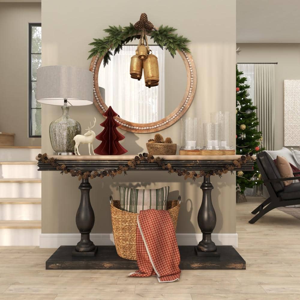 Elegant Traditional Wood & Glass Hurricane Candle Lantern Trio