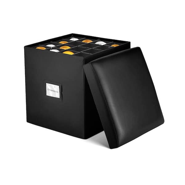 OSTO 15 in. Black 600D Polyester Holiday Ornament Storage Box 64-Ornaments