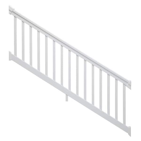 TAM-RAIL 8 ft. x 36 in. 36-Degree to 41-Degree PVC White Stair Rail Kit with Square Balusters