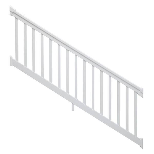 TAM-RAIL 8 ft. x 42 in. 30-Degree to 35-Degree PVC White Stair Rail Kit with Square Balusters