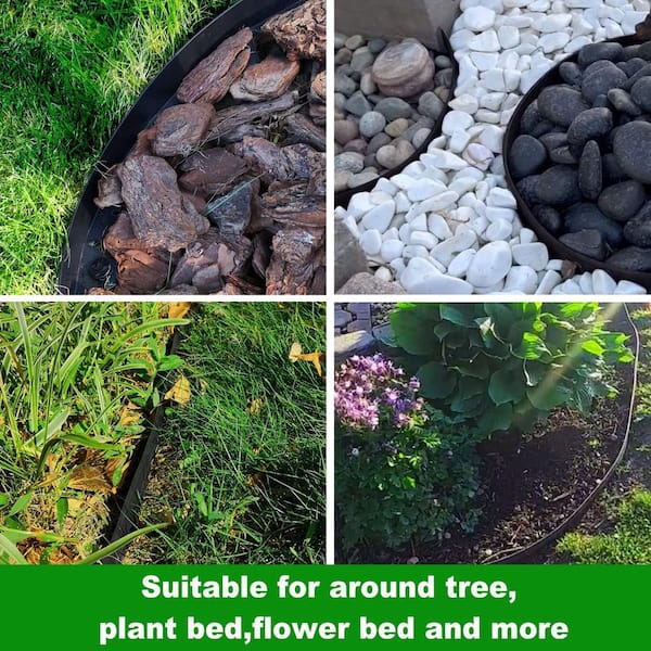 Phewnyzo 2 in. Tall 60 ft. Landscape Edging with 60 Stakes, Black