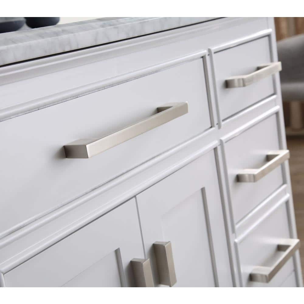 Danny 42" White Solid Wood Bathroom Vanity with Marble Top